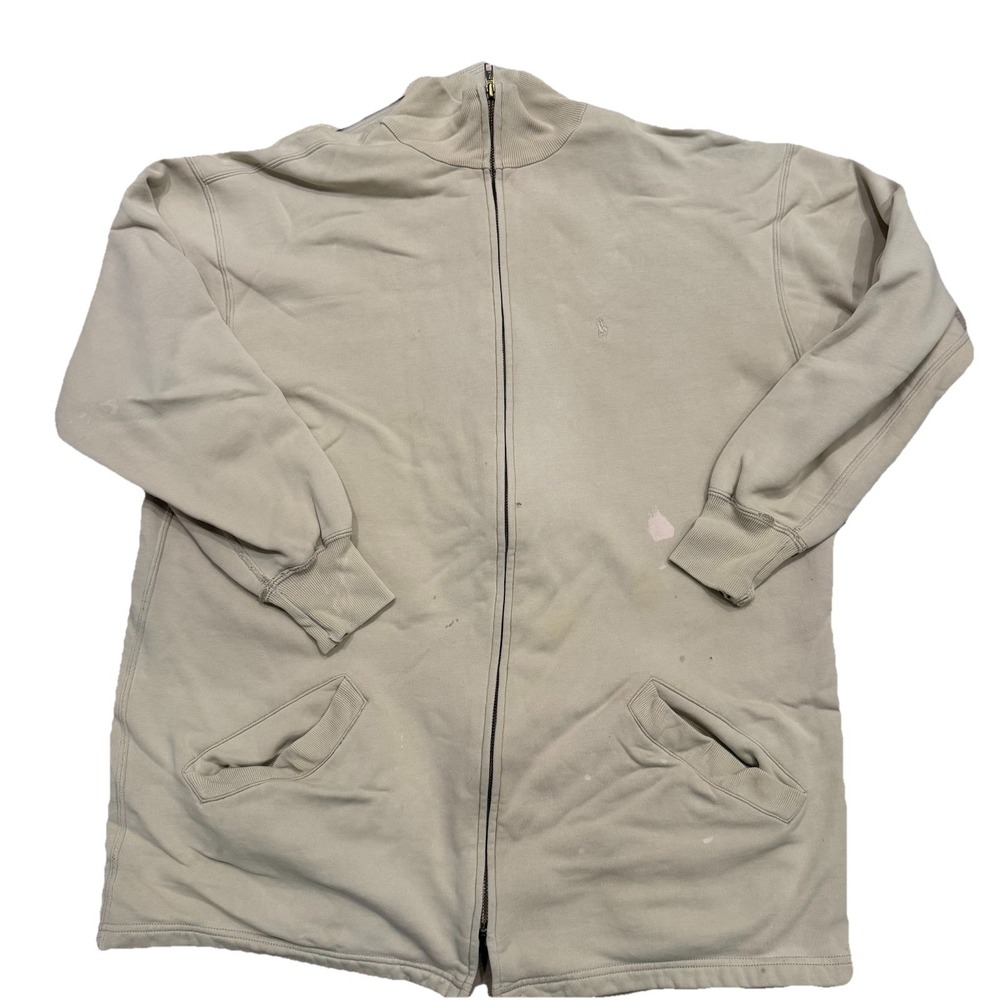 Vintage 80s Ralph Lauren Made in Hong Kong Full Zip Long Jacket Beige Size Small